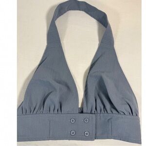 Elegant Blue Halter Crop Top